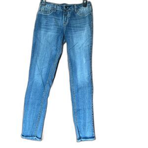 V*Gold embroidered denim jeans girls size 14 raw hem